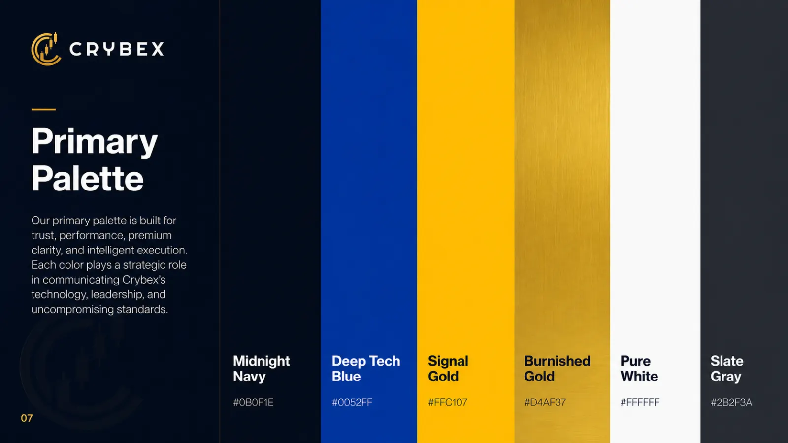 Crybex primary color palette