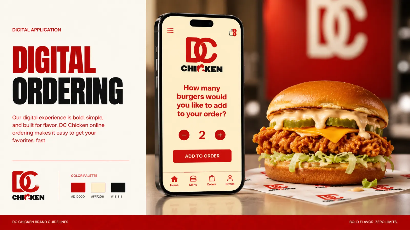 DC Chicken digital ordering app interface