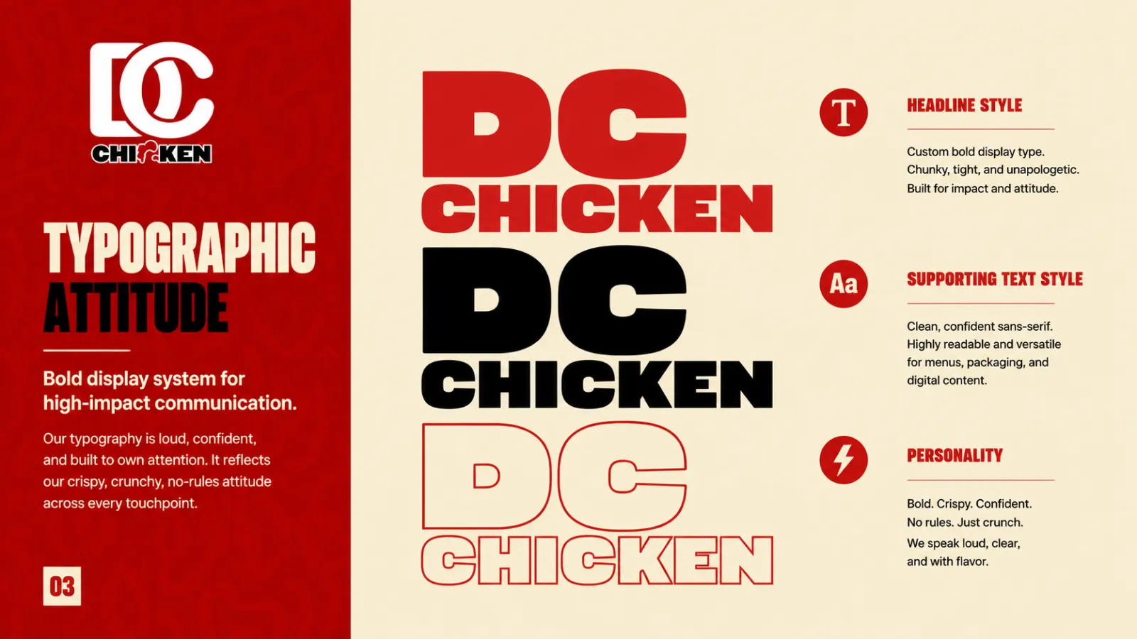 DC Chicken typographic attitude slide