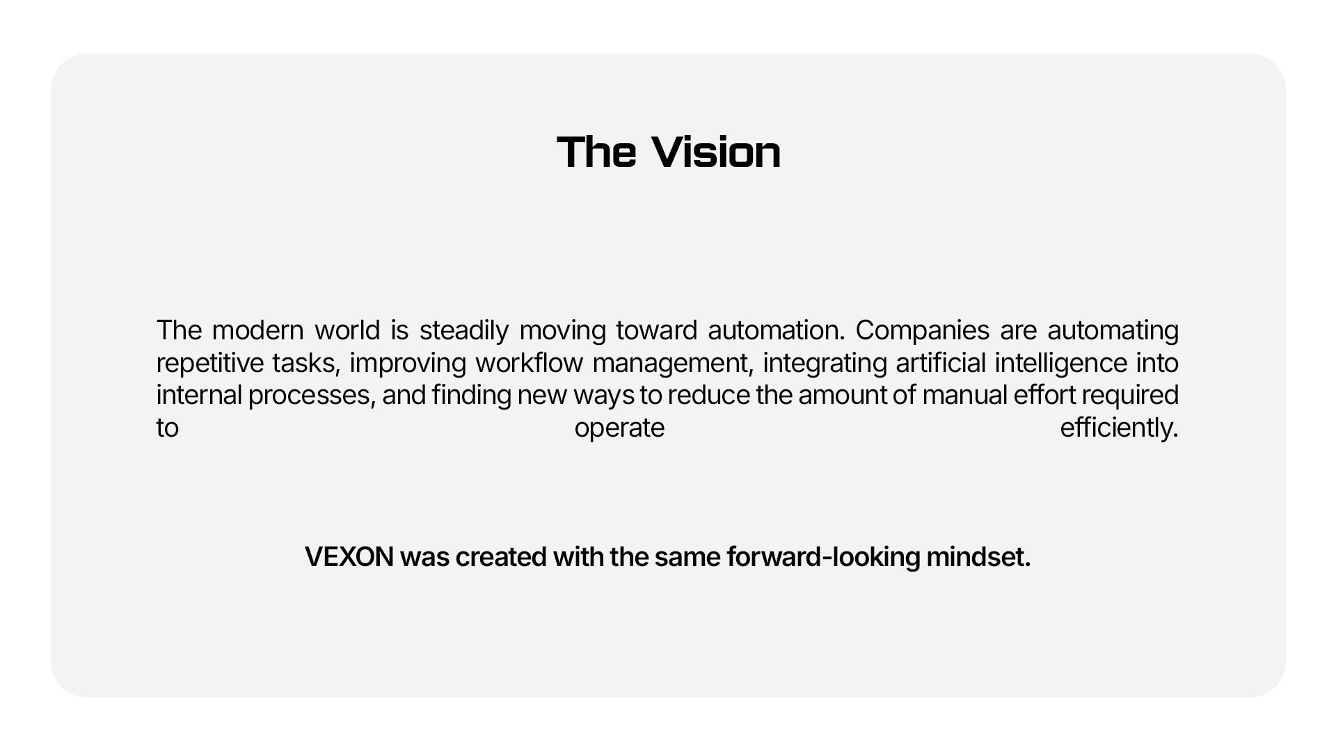 Vexon strategic vision